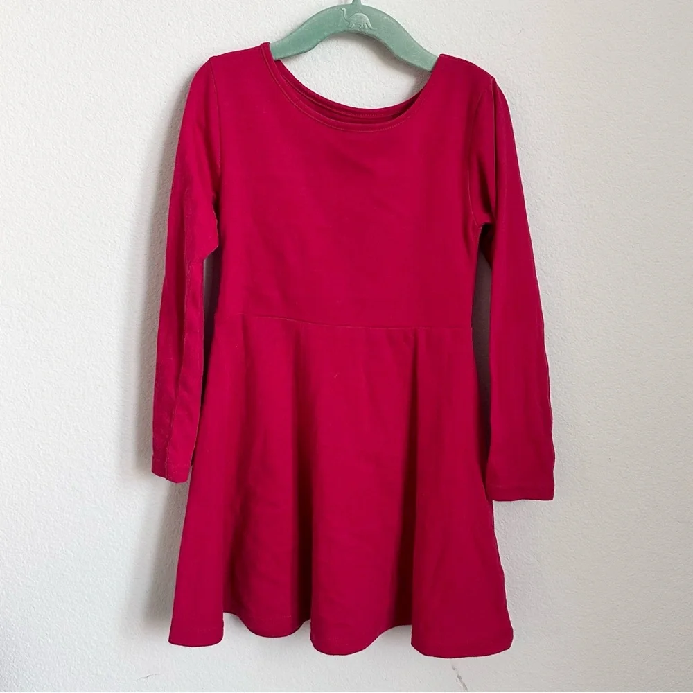 Girls' Long Sleeve Red Dress w/ Heart Cutout